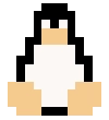Tux, la mascotte di Linux, in stile pixel art